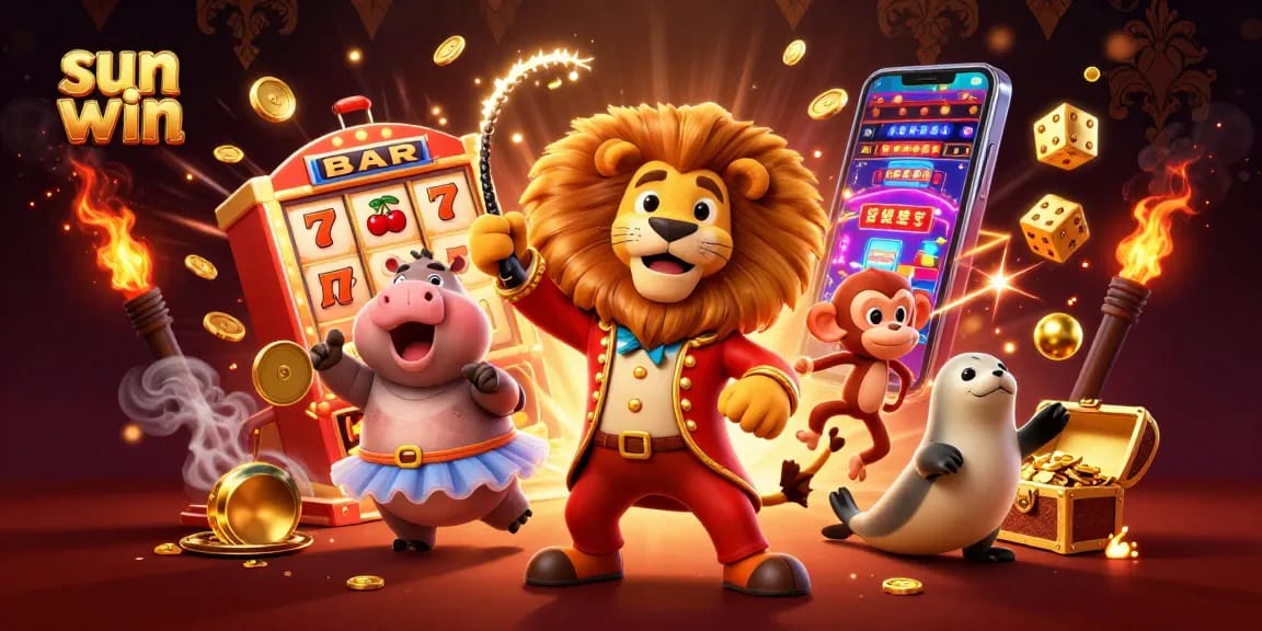 Experience the thrill at sun win with an exciting 3D casino scene bursting with jackpots and vibrant characters.