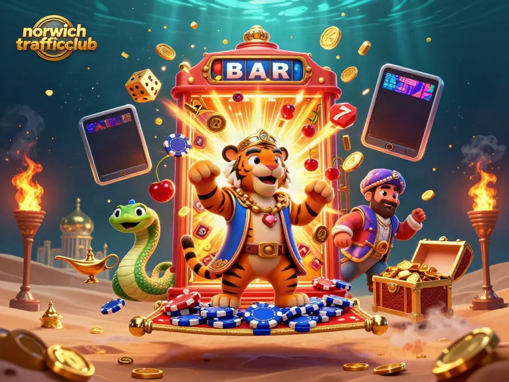 Engage with the vibrant scene depicting norwichtrafficclub's Arabian-themed sultan and casino elements, celebrating the gambling world.