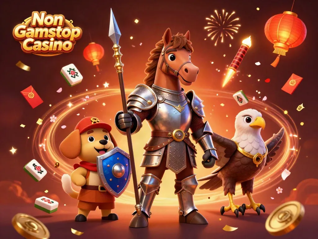 Experience the thrill of the Non Gamstop Casino with vibrant 3D medieval characters and festive gaming elements.