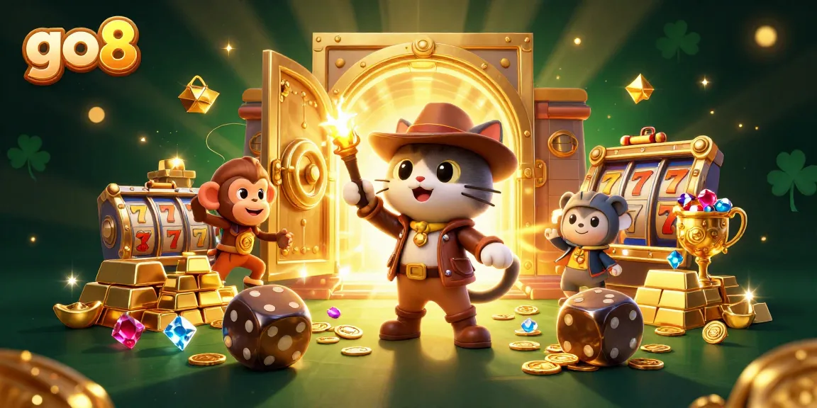 Experience the action at go8 as the explorer cat uncovers treasures in a vibrant casino adventure.